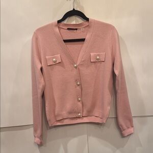 Pink Pearl Button-Up Women's Sweater